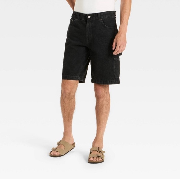 Men's 11" Denim Cargo Shorts - Original Use Black Wash - Picture 1 of 5